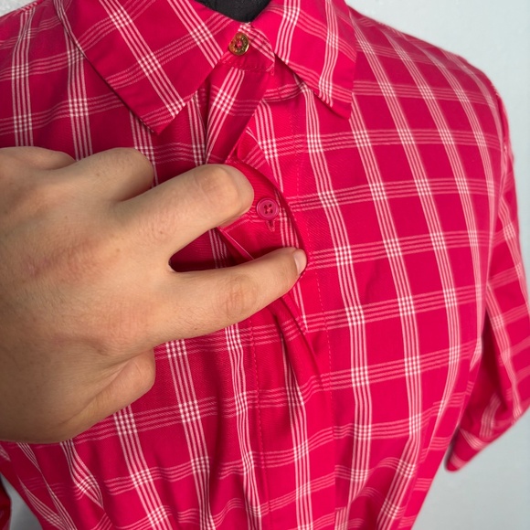 NWOT Calvin Klein Red White Plaid Gingham Cotton Dress - Picture 9 of 15